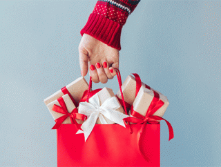 holiday shopping bag with gifts