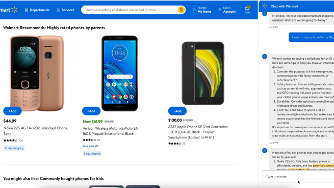 Walmart generative AI shopping assistant